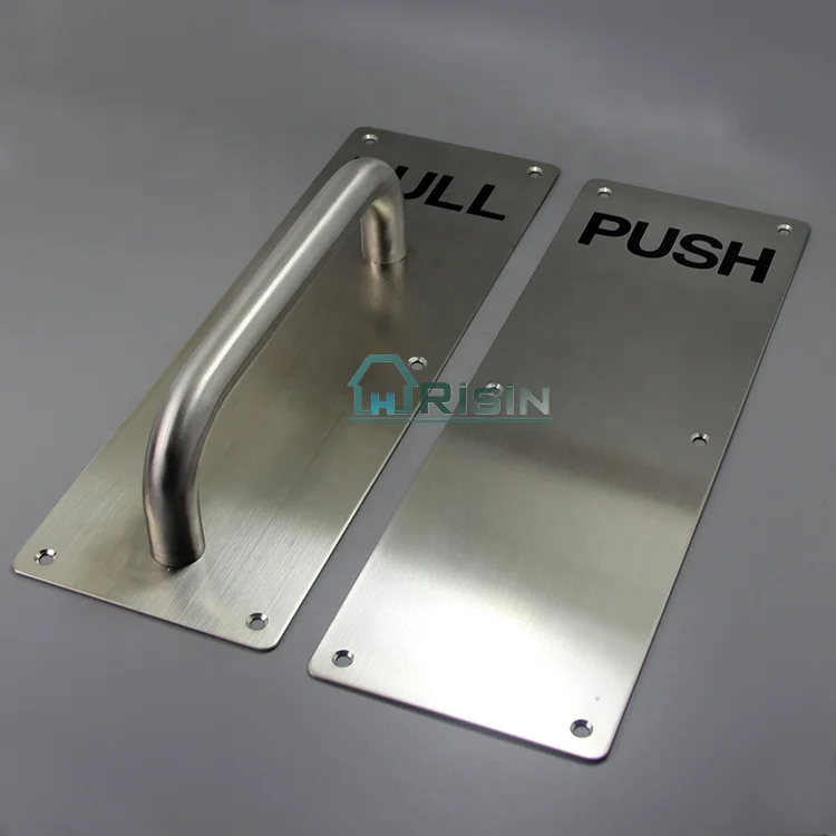 Сатиновая ручка для одной двери из нержавеющей стали с индикаторной пластиной