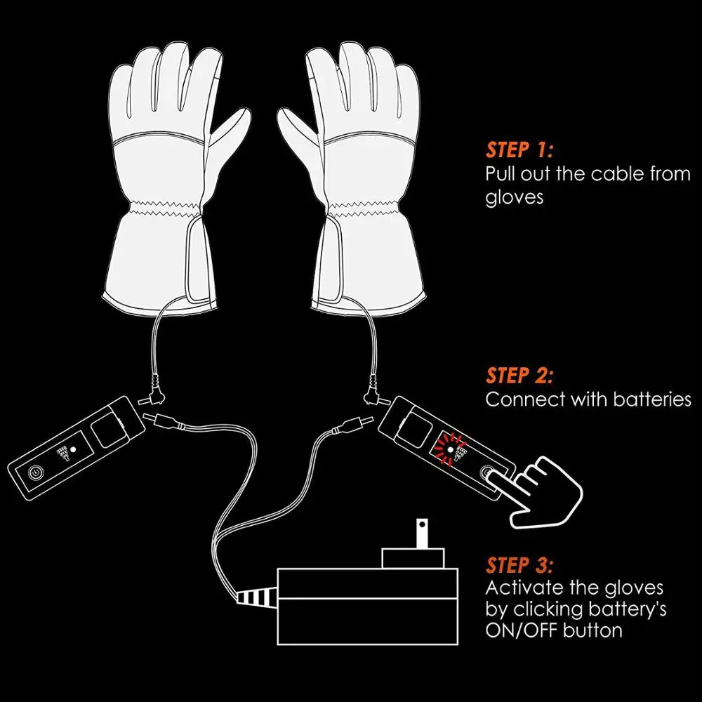 Portable Customize Touch Screen Heated Gloves Thermal Cotton Gloves with Rechargeable Electric Battery Pack