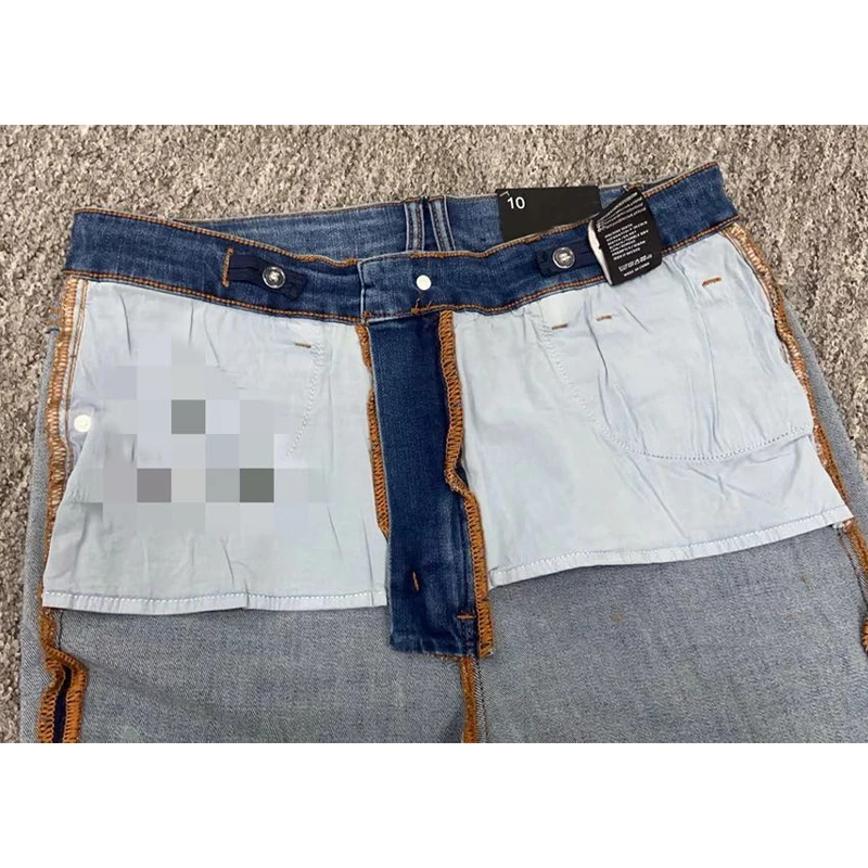 Womens High Rise Glitter Blue Denim Pants Rhinestone Embellished Slim Fit Jeans Front Sparkly Rhinestones Stud Jeans