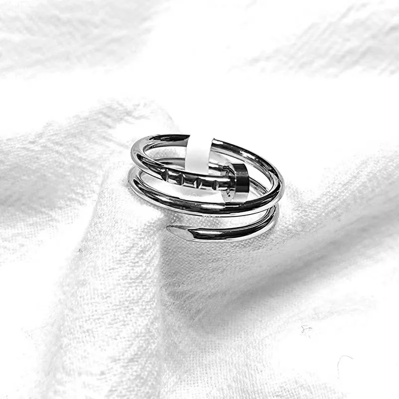 Fashion Jewelry Personalized Gold Silver Stainless Steel Designer Nail Ring For Men Women