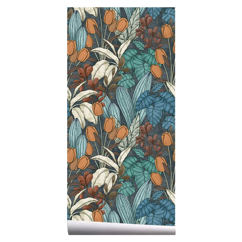 Amazon Hot Sale Modern Self Adhesive Mural Flower Wallpaper 3d For Restaurant Office Wallpaper Roll