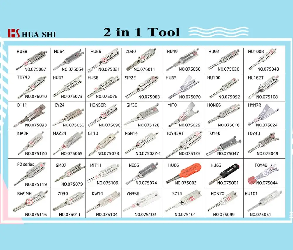 61 Pcs Customized Choice Lishi Pick Tools 075089 Car Lock Opening Reader Decoder Pick Set Lishi
