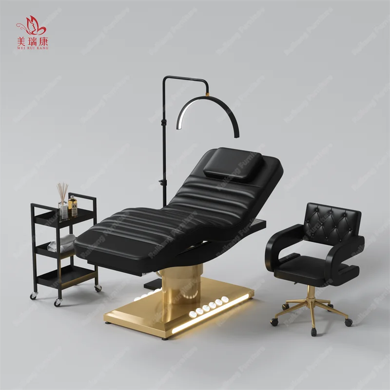 Facial Beauty Bed Electric Spa Treatment Massage Table with One-Button Intelligent Lifting Breathing Head Hole and Heating