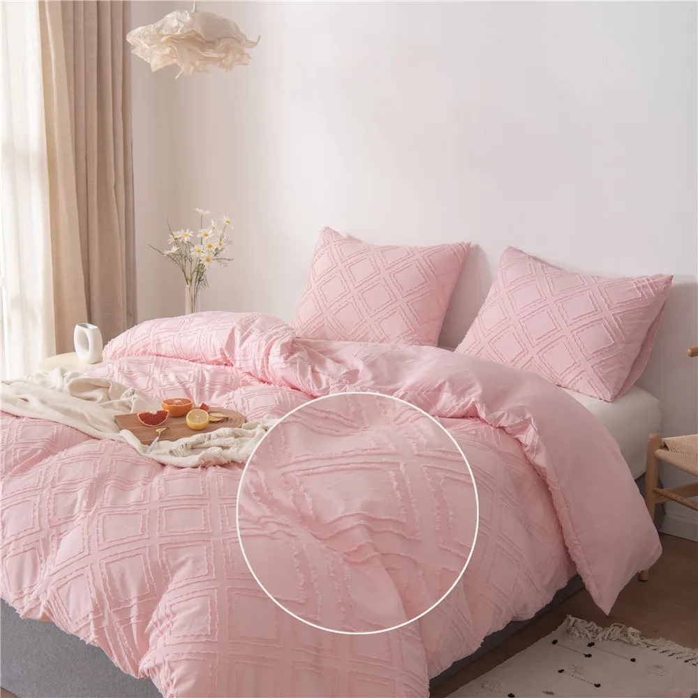  Custom bedroom comforter sets designer bedding set boho tassel textured tufted duvet