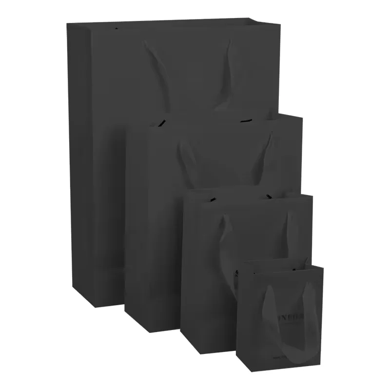 Factory wholesale black cowhide hand shopping bag clothing paper bag with your own logo shipping bag