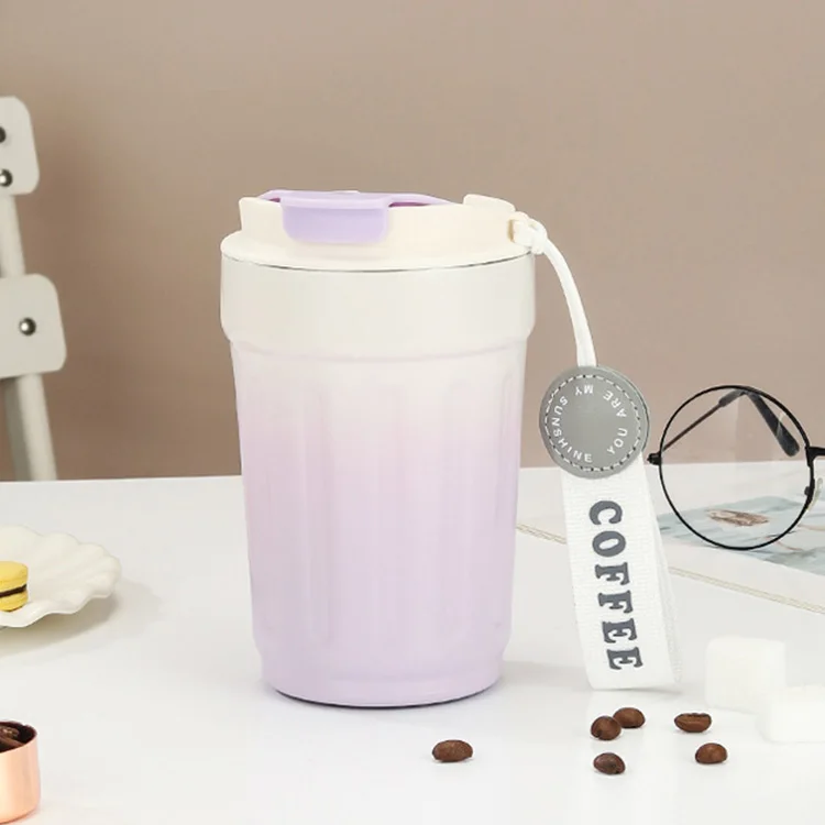 New 316 Stainless Steel Insulation Coffee Cup Striped Gradient Color Student Portable Water Cup Wholesale