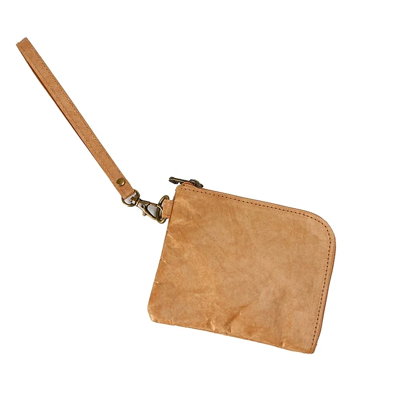 Manufacturer customized   brown color   purse Tyvek  paper  waterproof purse durable bank card bag    lightweight wallet