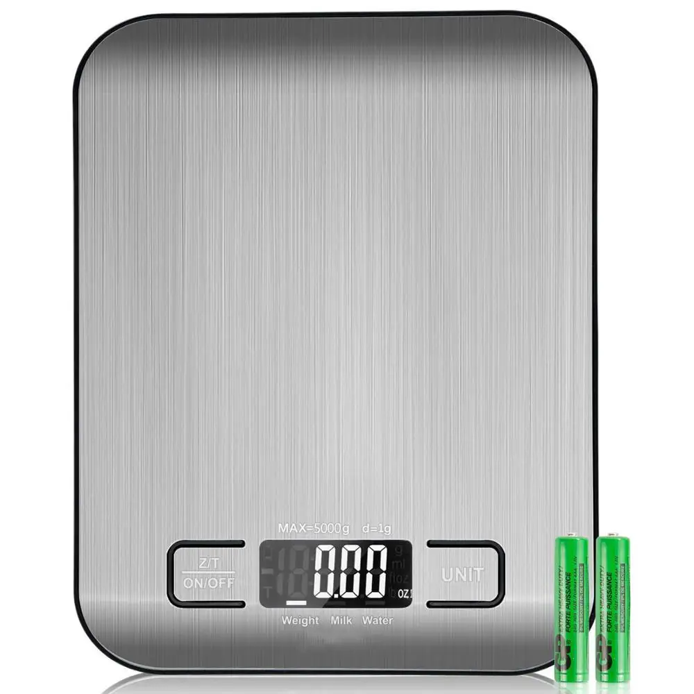
Small Backlit Stainless Steel Battery Power Supply Digital Kitchen Weight Scale 