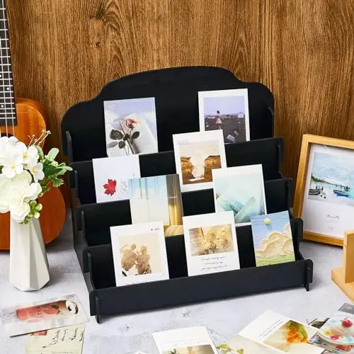 Layered greeting card display stand wooden collector portable birthday card display wooden photo postcard hairpin display stand