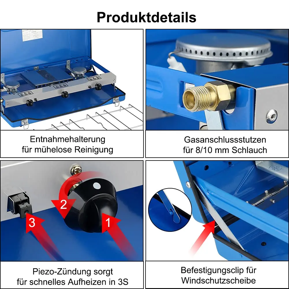2022 Amazon Hot Selling camping butane portable gas stove picnic gas stove camping two burner gas stove for camping