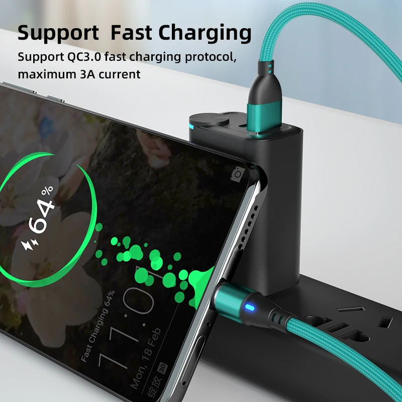 18W USB A to USB C Micro ipro magnetic Charging Cable 3in1 Fast Quick Charging Multi Nylon Braided Data Sync Cord Type A to C Ca