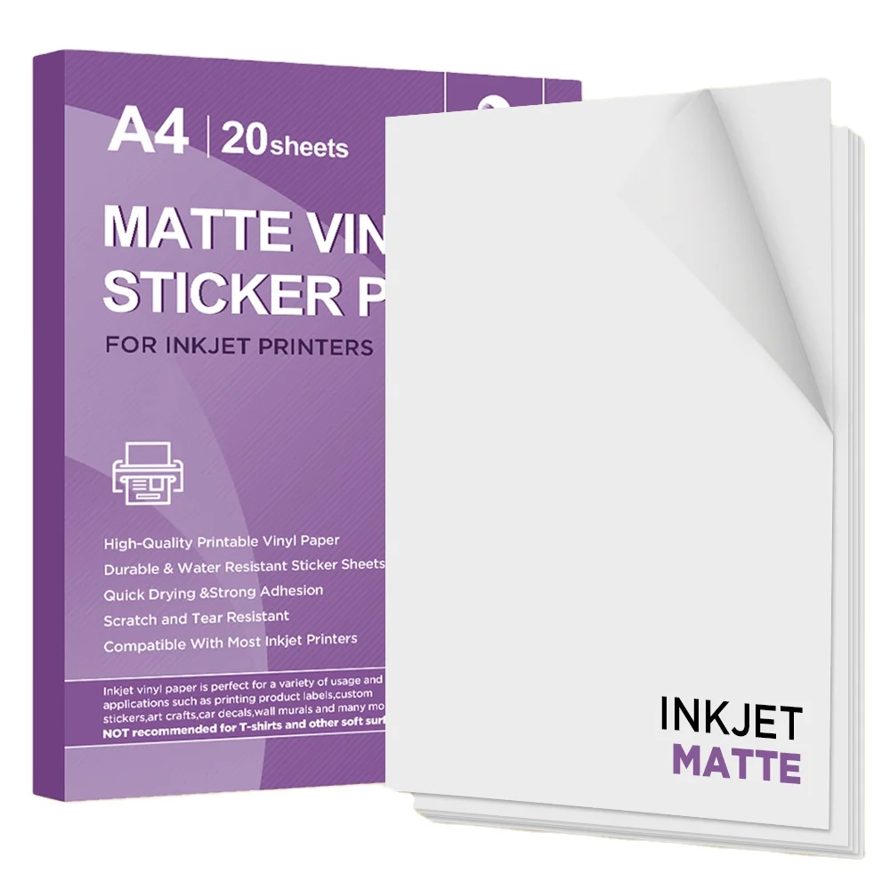 Wholesale Permanent matte vinyl PP sticker paper a4 210X297mm custom package OEM supplier factory outlet a4 vinyl sticker paper