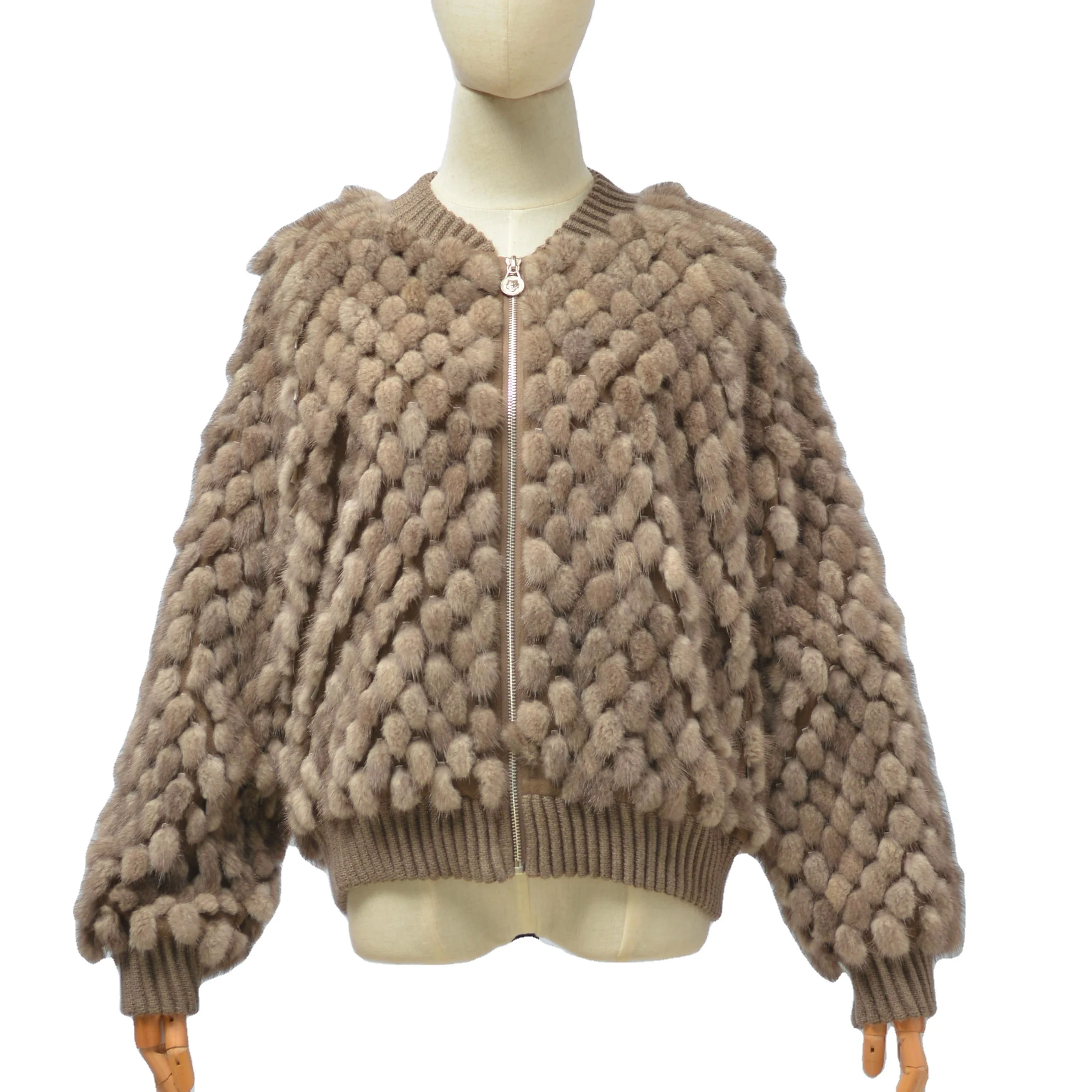 Classical Handmade Real Mink Fur Fashionable Girls Short Spring Autumn Genuine Leather Jackets