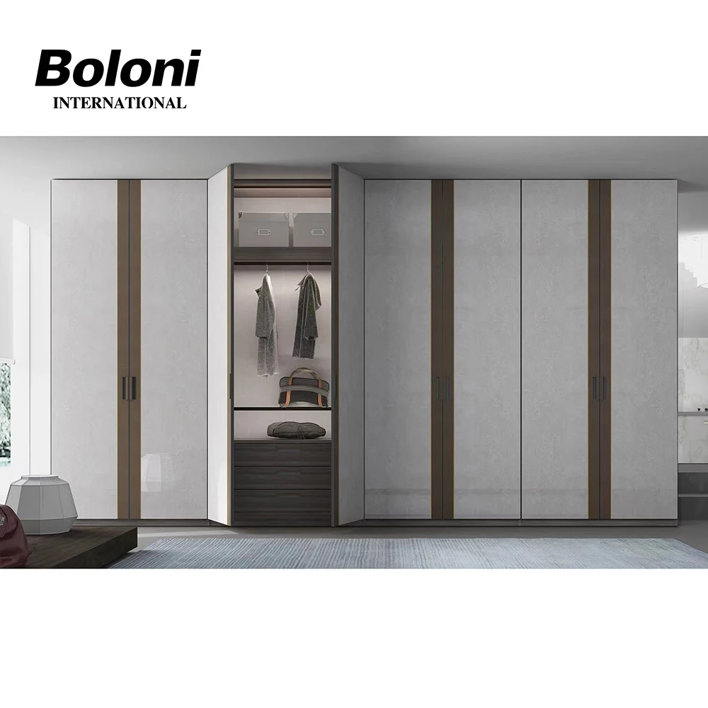 Boloni foshan home modern open luxury diy closet bedroom solid wooden wardrobe furniture design pictures