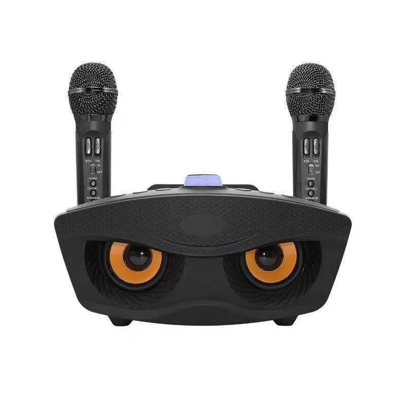 Home High Quality Best Selling Ktv 2 in 1 Portable Karaoke Wireless Speaker with Dual Mic Owl Speaker