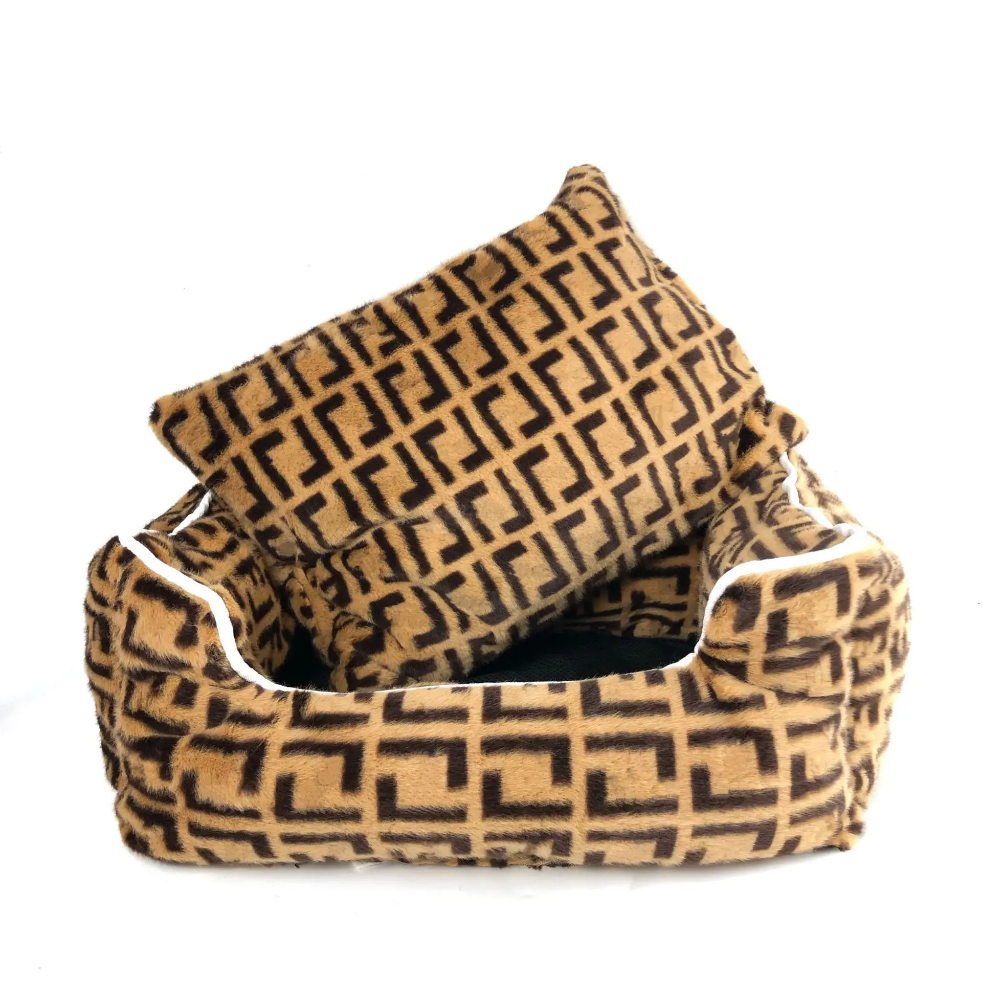 Wholesale Luxury designer F  F fur  Pet Dog Bed Rectangle Winter Warm Pet Bed Washable dog  Bed