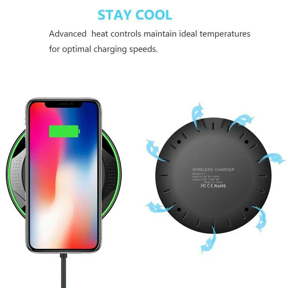 5 Stars Product Qi Fast Wireless Charging For Smart Mobile Phone Wireless Charger Pad Universal Charger Pad 10W Power