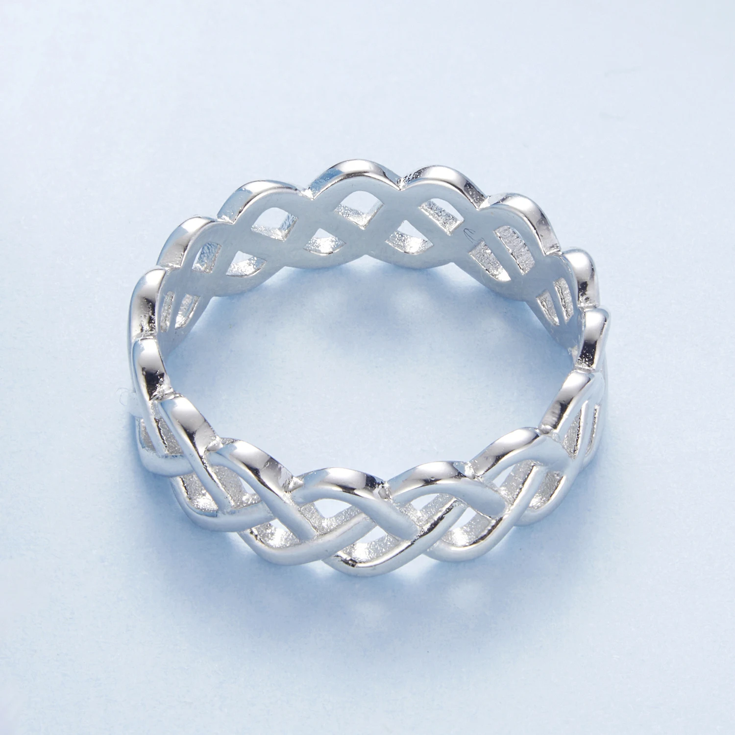 925 Sterling Silver Hollowed Woven Ring Minimalism Finger Band Plated White Gold for Women Lover Fine Jewelry Gift BSR619