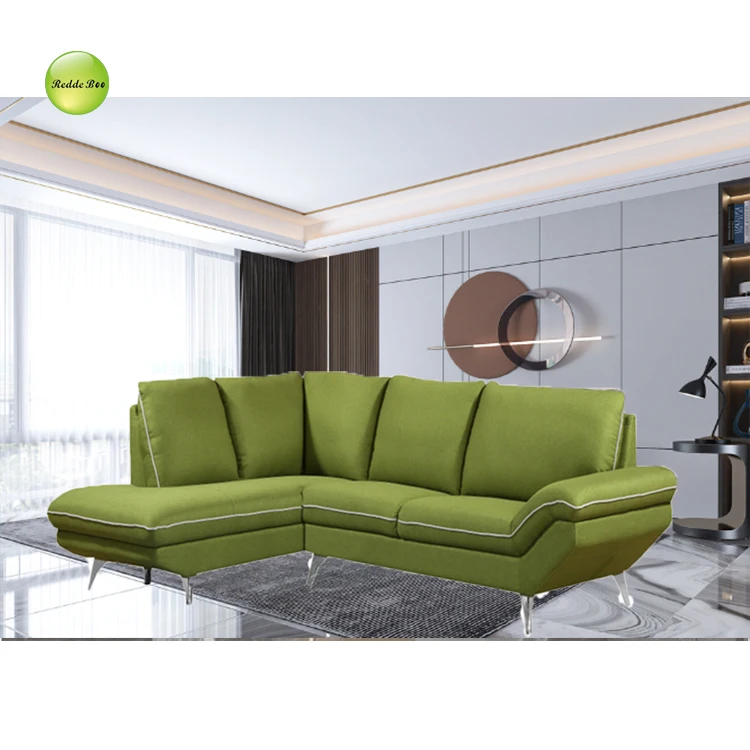 Modern European L Shape Living Room Set Luxury Fabric Sofa Solid Wood Hornbeam from Factory for Villa or Home Use