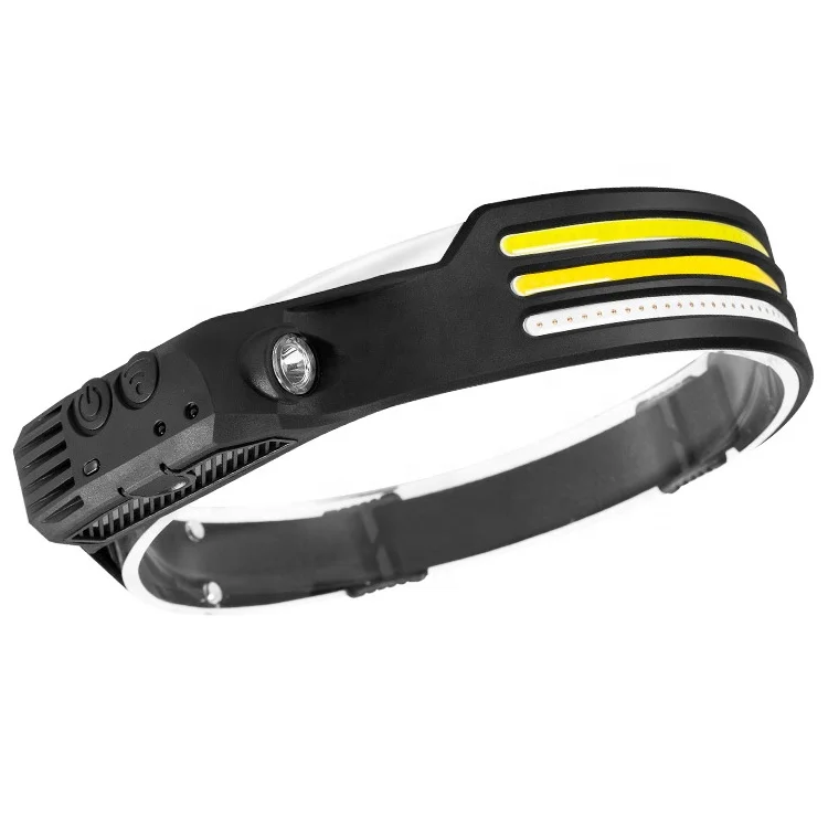 Led Head lamp Rechargeable Usb headlight Waterproof 350 Lumens Cob Silicone Headlamp With Motion Sensor
