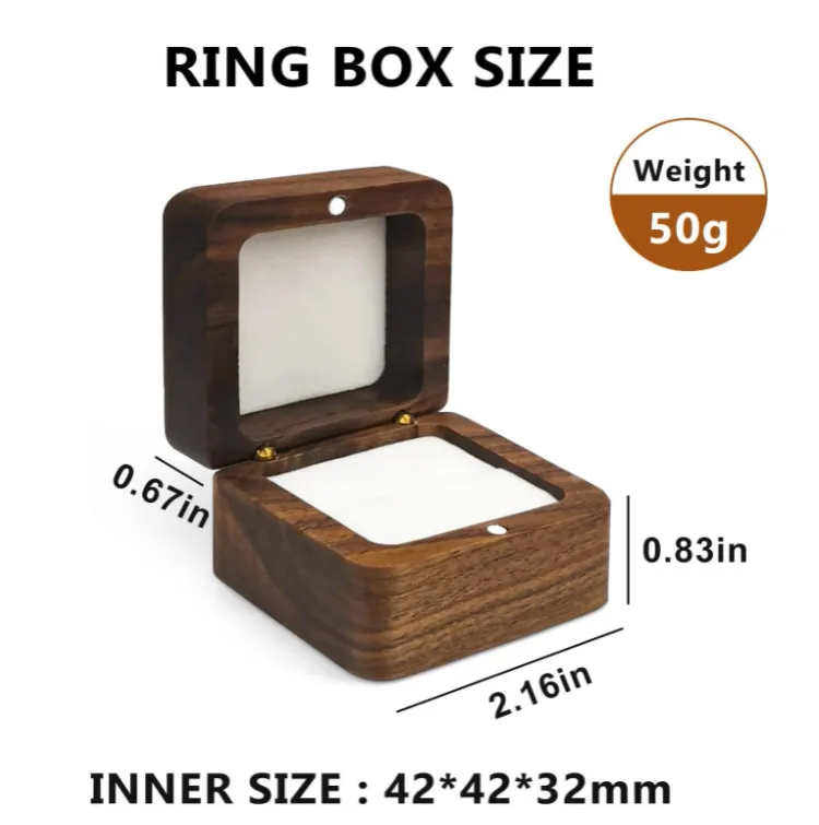 Personalized Wooden Ring Box Mini Engagement Ring Holder Box With Single Slot