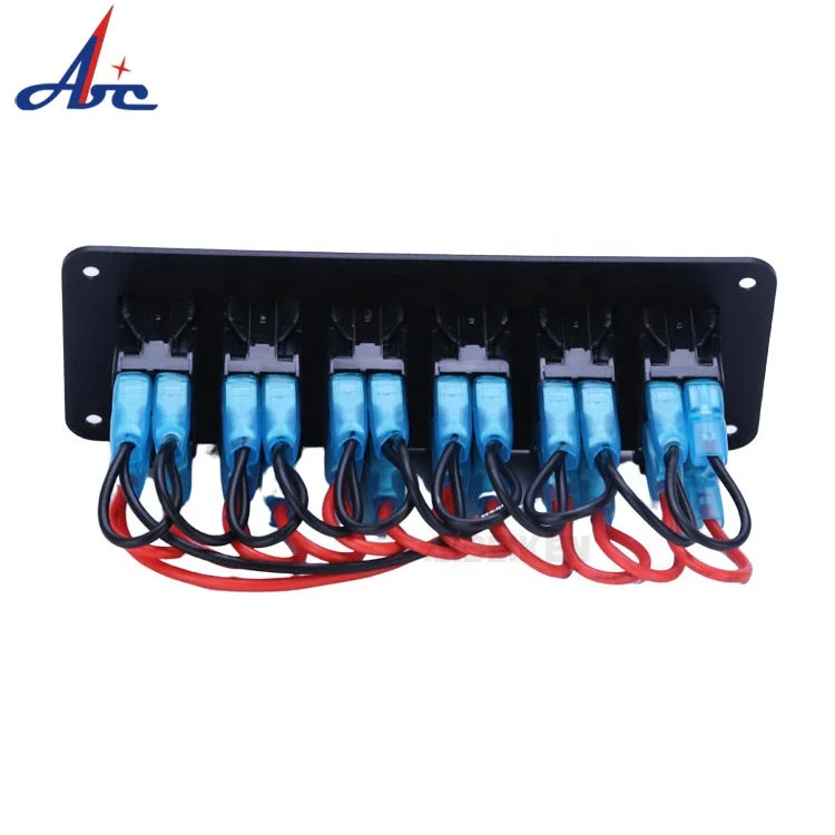 6 Gang Toggle Switches Dash 5 Pin ON Off 2 LED Backlit Rocker Switch Aluminum Panel for Boat Car Marine