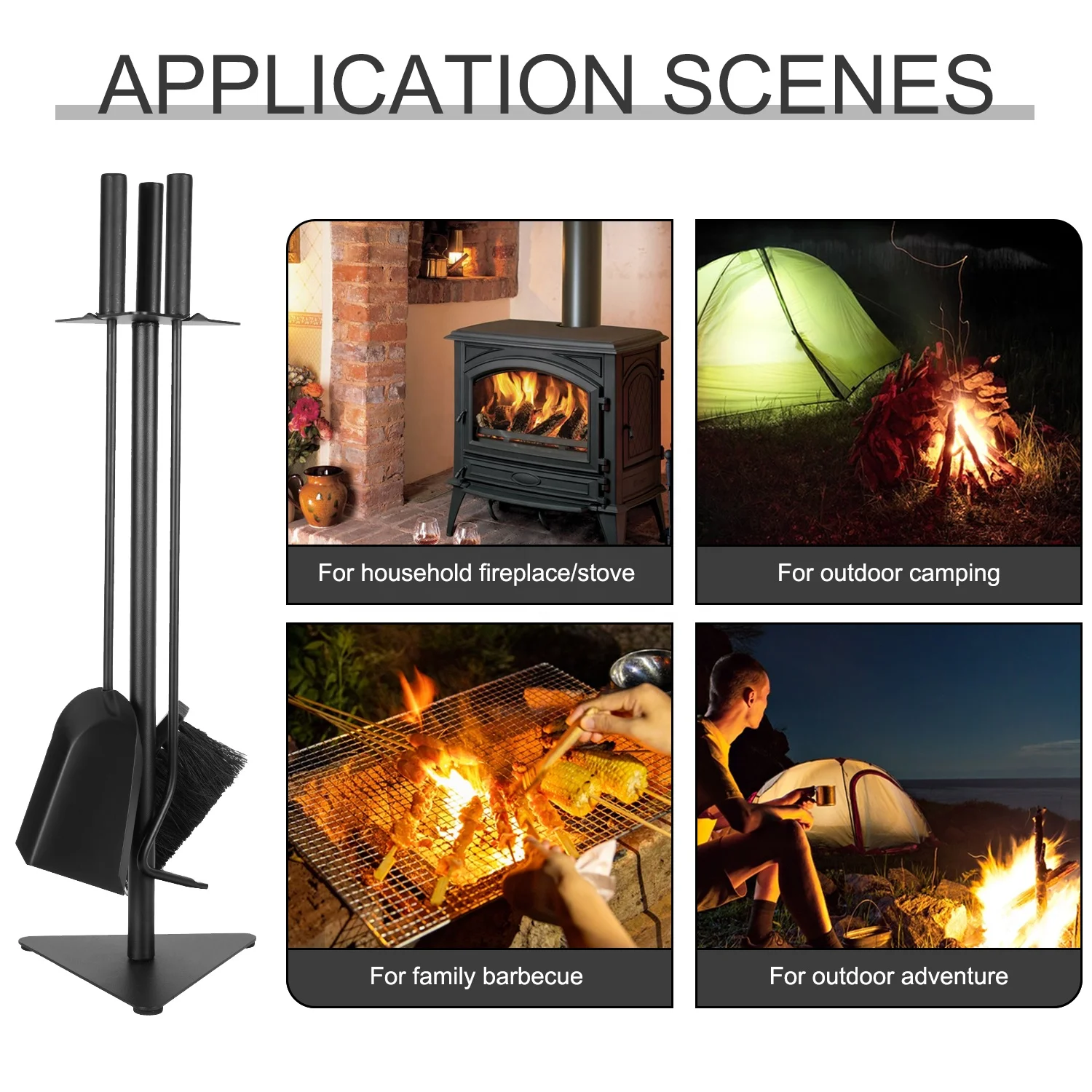 Wood Stove Indoor and Outdoor Heating Cast Iron Black Fireplace Tool Sets Household Accessories
