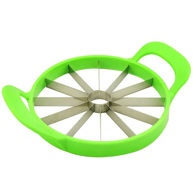 Wholesale manual stainless steel watermelon slicer cutter with double plastic handle