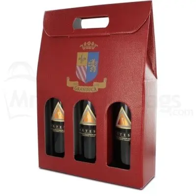 Высококачественная напечатанная на заказ гофрированная бумага caja de vino 3 бутылки бокалы для вина оптом с окном