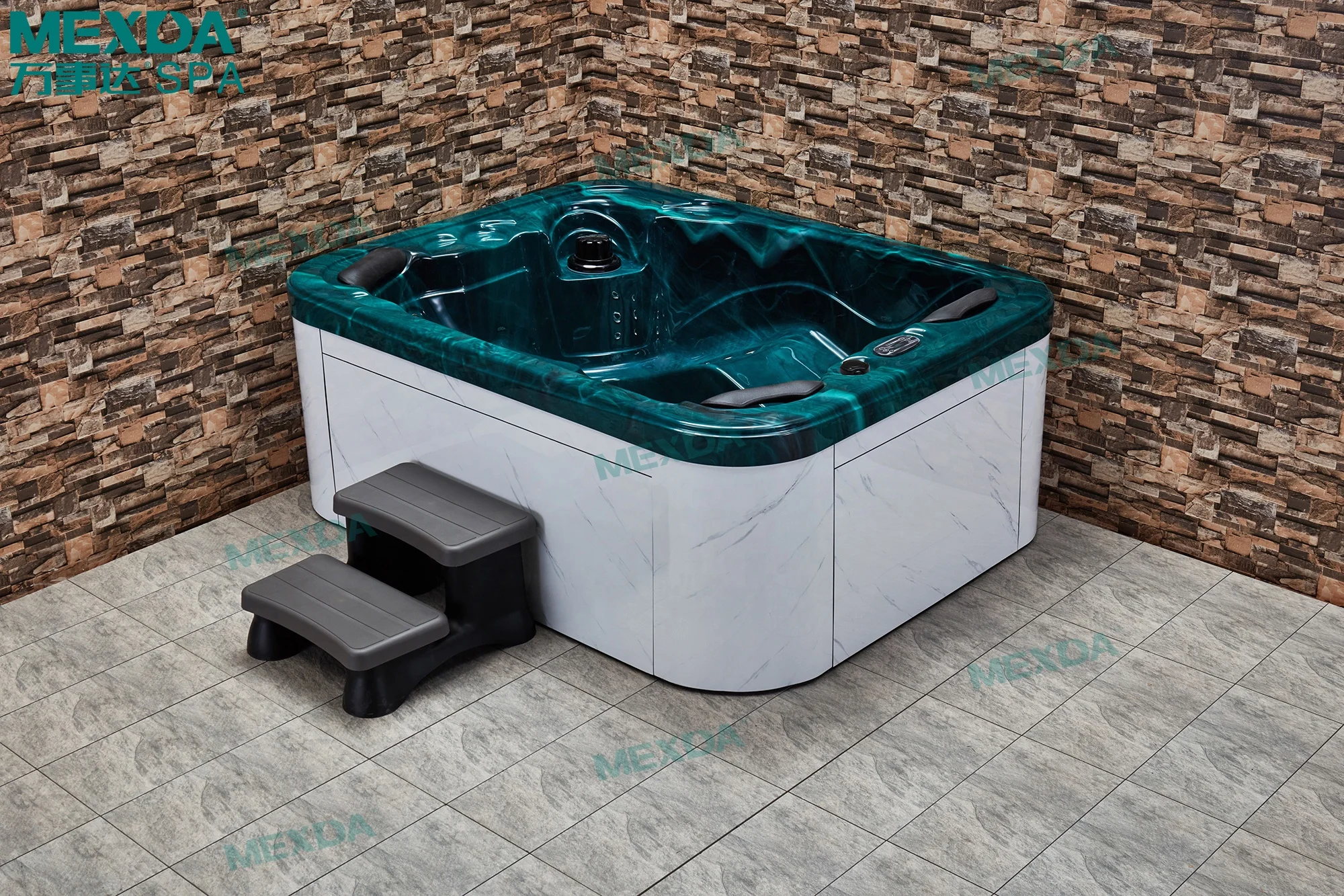 MEXDA Bathtub Manufacturer Air Bubble System Outdoor Hot Tub Hydro Massage Spa Tubs 3 Seat Spa WS-597D