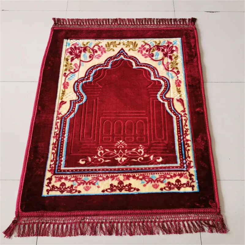 Islamic Mats Muslim Prayer Rug Travel Prayer Rugs Soft Silk Velvet Turkish Prayer Mat Praying Carpet