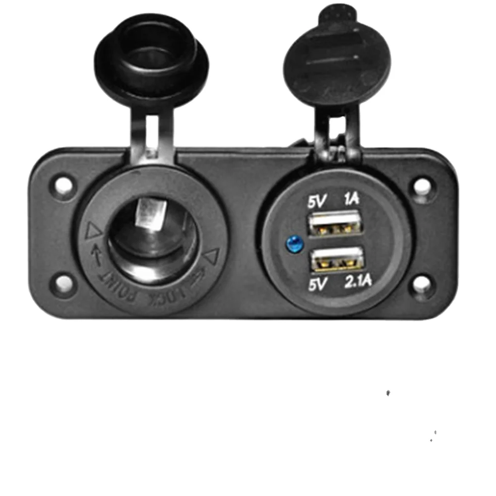 High quality 4.2 A 12 V dual USB charger with Cigarette Lighter Socket Splitter rocker switch panel for Automobile