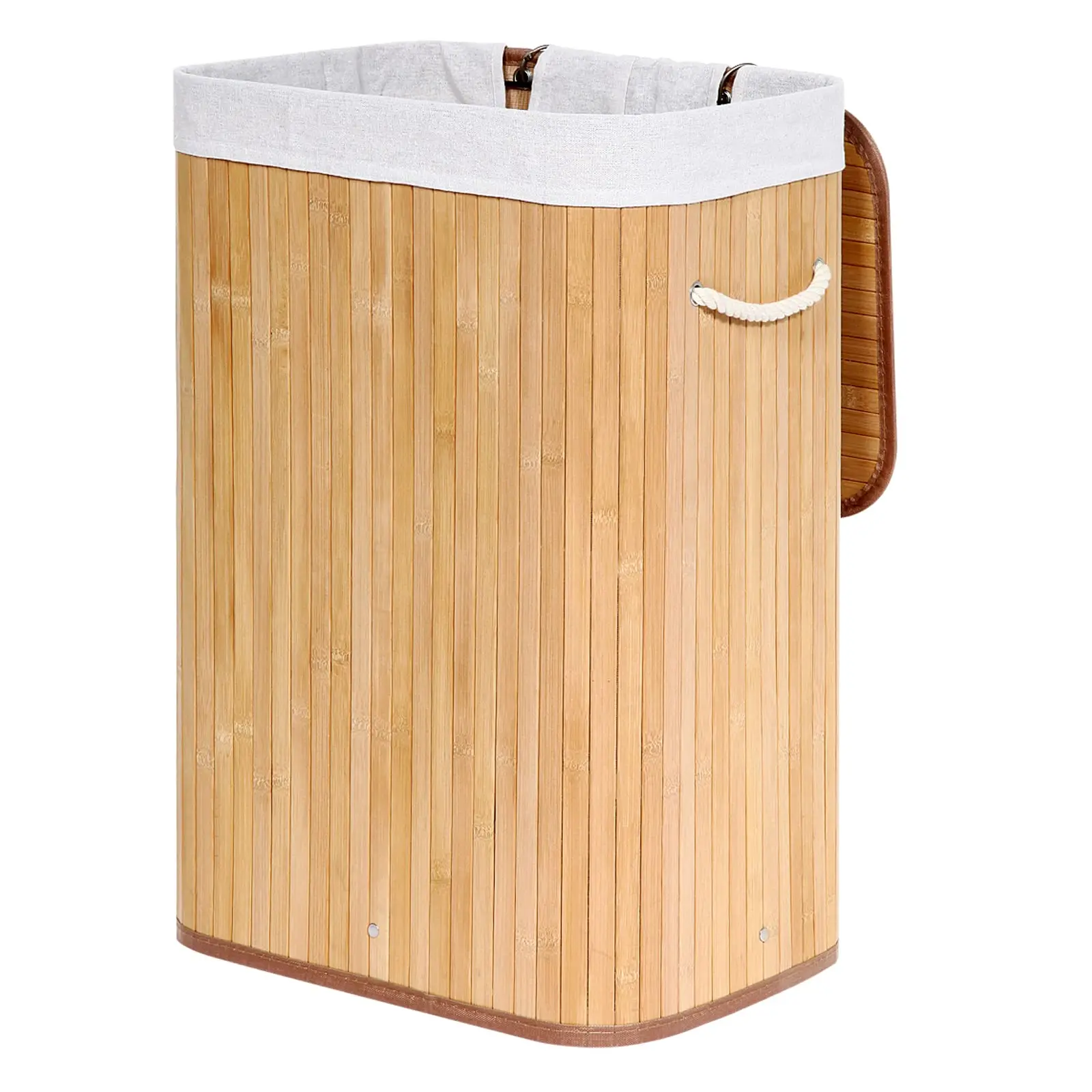 Hot Sale Eco-friendly Natural Bamboo Woven Slim Laundry Basket Cheap Folding Storage Basket Detachable With Lid