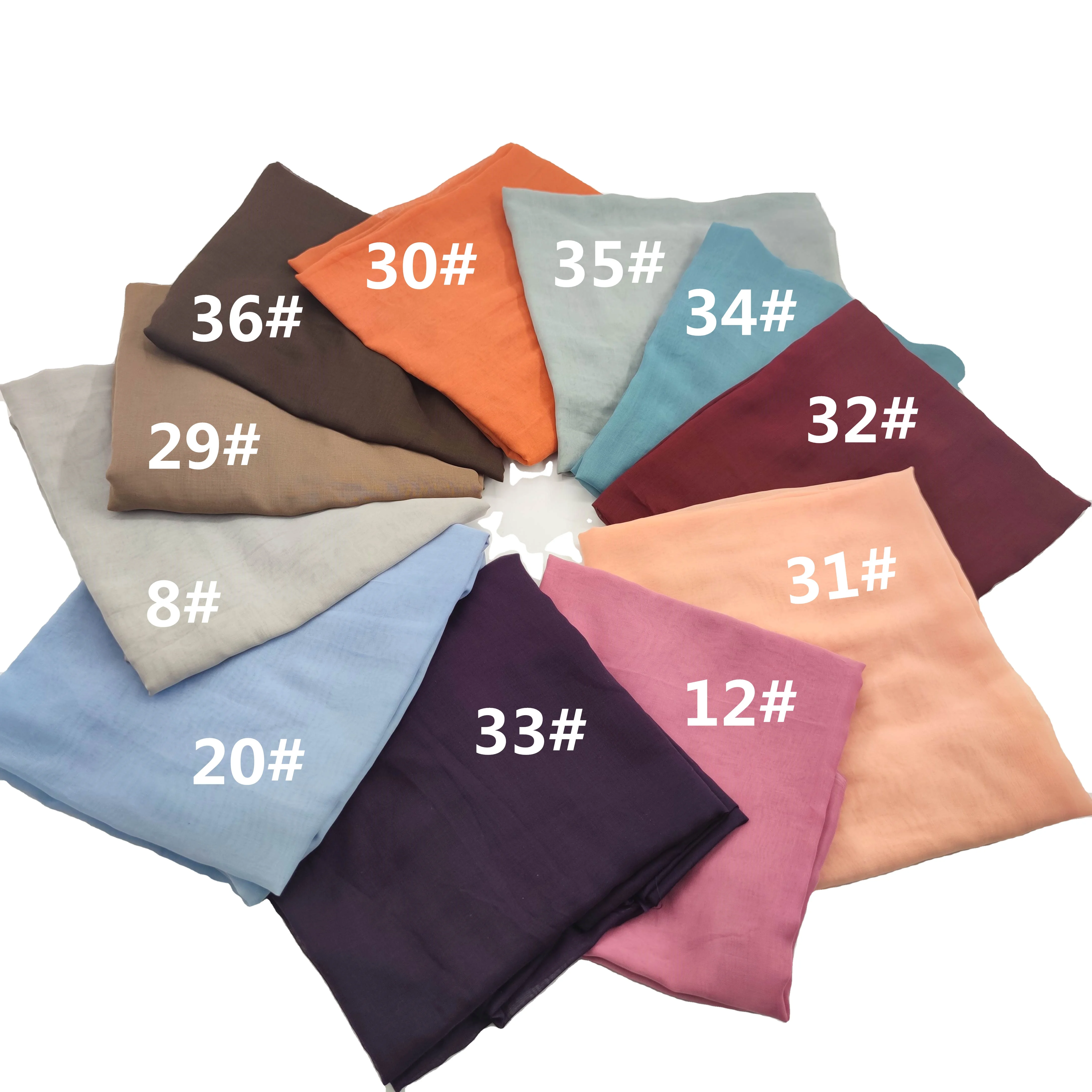 25 colors 60gsm customized size and tag chiffon voile Japanese cotton voile Muslim Islamic scarves shawl hijab