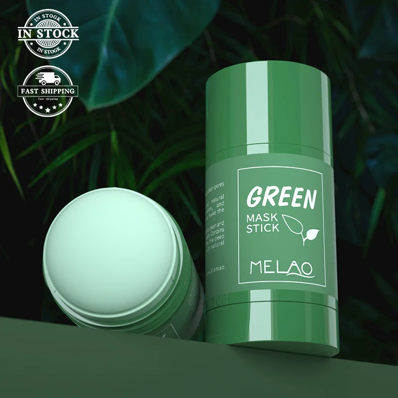 
Green tea cleansing mask purifying clay stick face mud private label organic green tea mask stick 