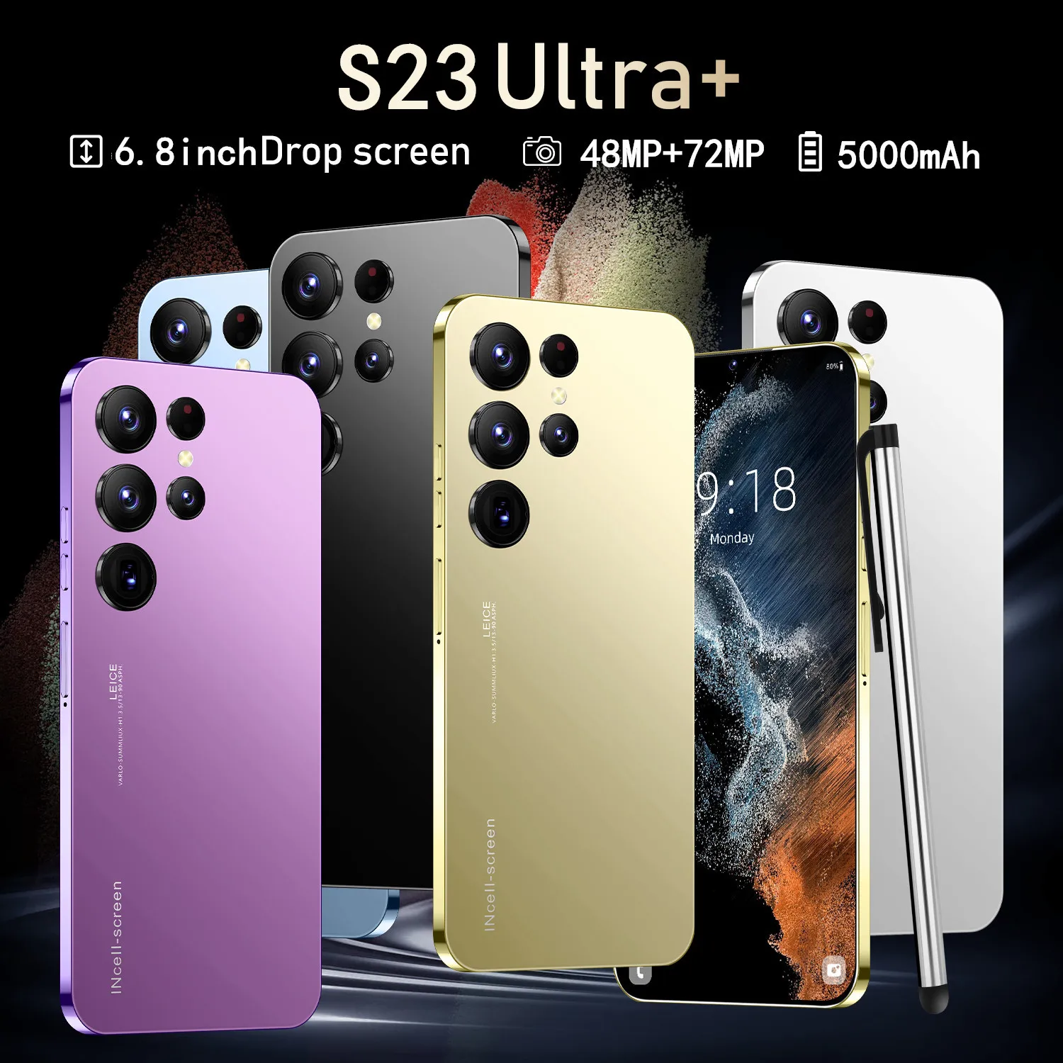 Hot Selling S23+ ULTRA Original 16gb+512gb 48MP+100MP Fingerprint Unlock 7300mAh Android 12.0 Cell Phone Smart Mobile Phone