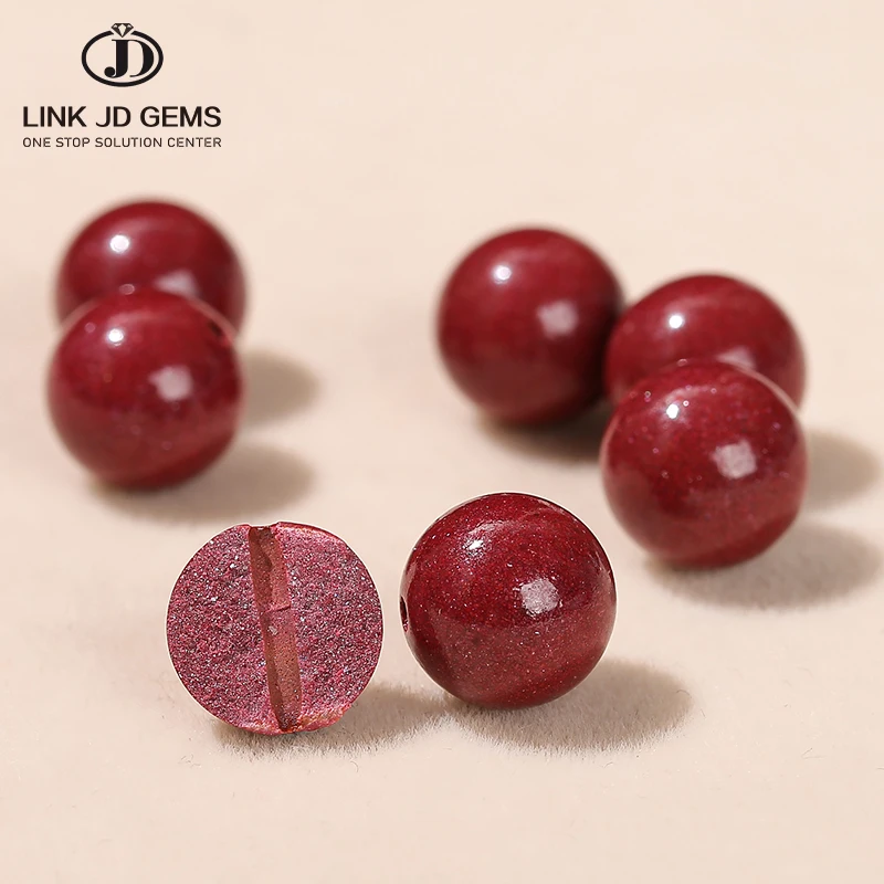 JD Natural Red Cinnabars Beads Round 4mm 6mm 8mm 10mm 12mm Semi Precious Stone Loose Beads for Necklace Bracelet Jewelry Making