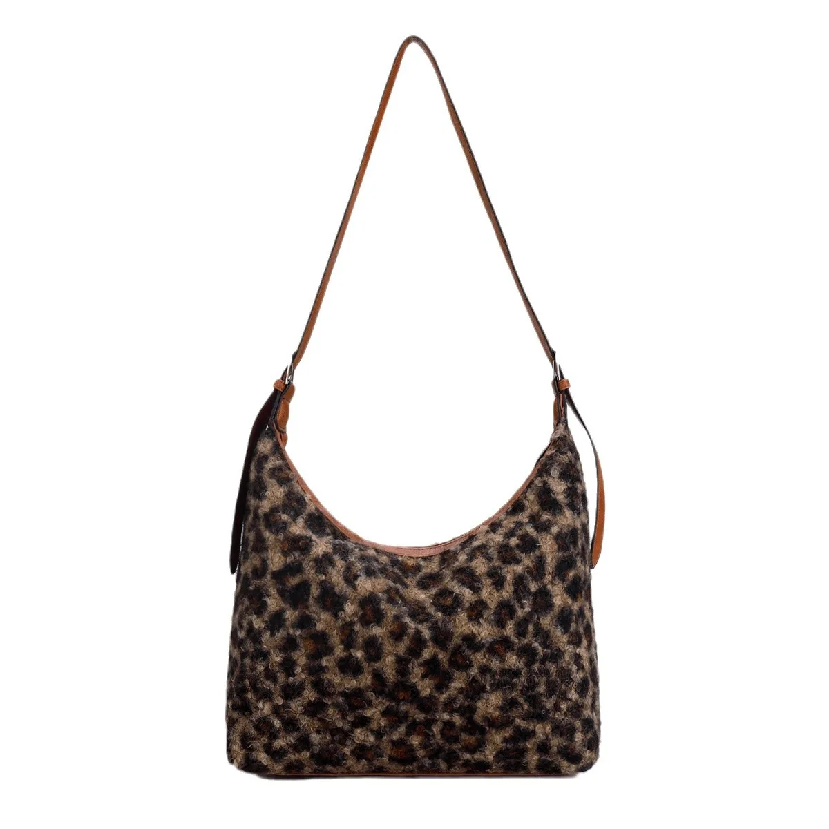 2024 Elegant Winter Handbags Women High End Leopard Print Fashion Fuzzy Purse Designer Small Shoulder Bags for Female Daily Use