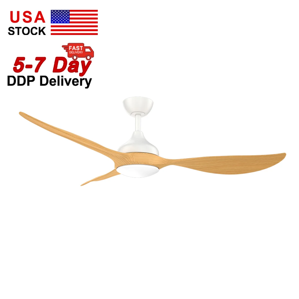 USA In Stock 56 Inch 3 Blade Ceiling Fan Reversible Quiet DC Motor Ceiling Fan With Light And Remote Control