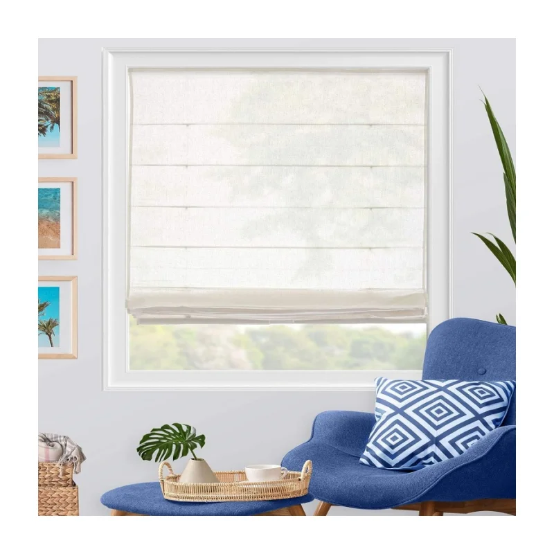 Easy to install Manual Cordless Roll Up Indoor Half-Blackout Sheer Roman Blinds Shades For Window
