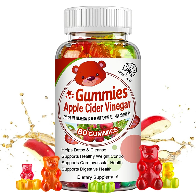 60pcs Organic Vegan With Beet Root & Vitamins For Weight Loss Apple Cider Vinegar Gummies