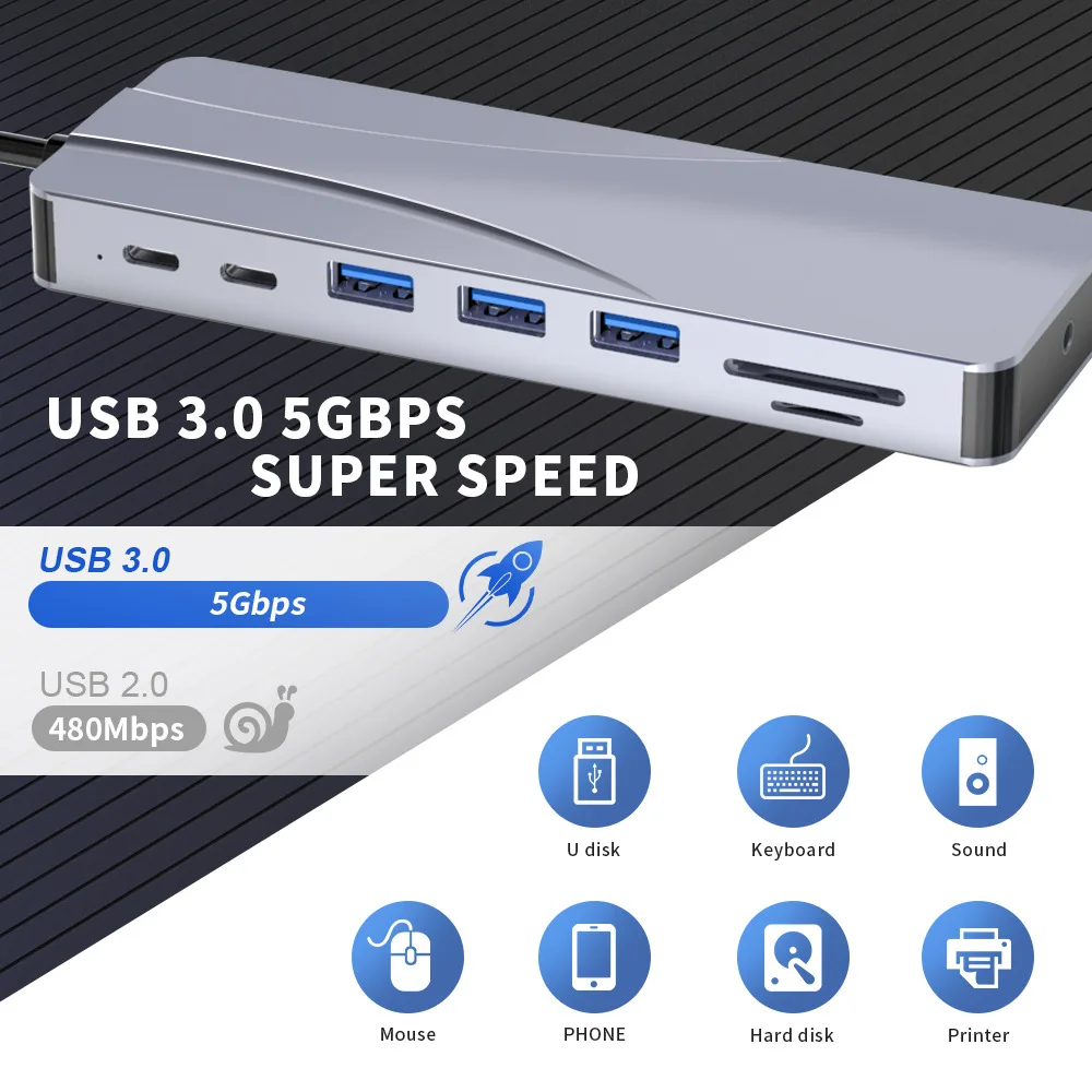 Oem 14 In 1 Usb C Hub Triple Display Usb C Docking Station With 4k Hd-mi Vga Gigabit Ethernet Power Delivery Type C Port Hub