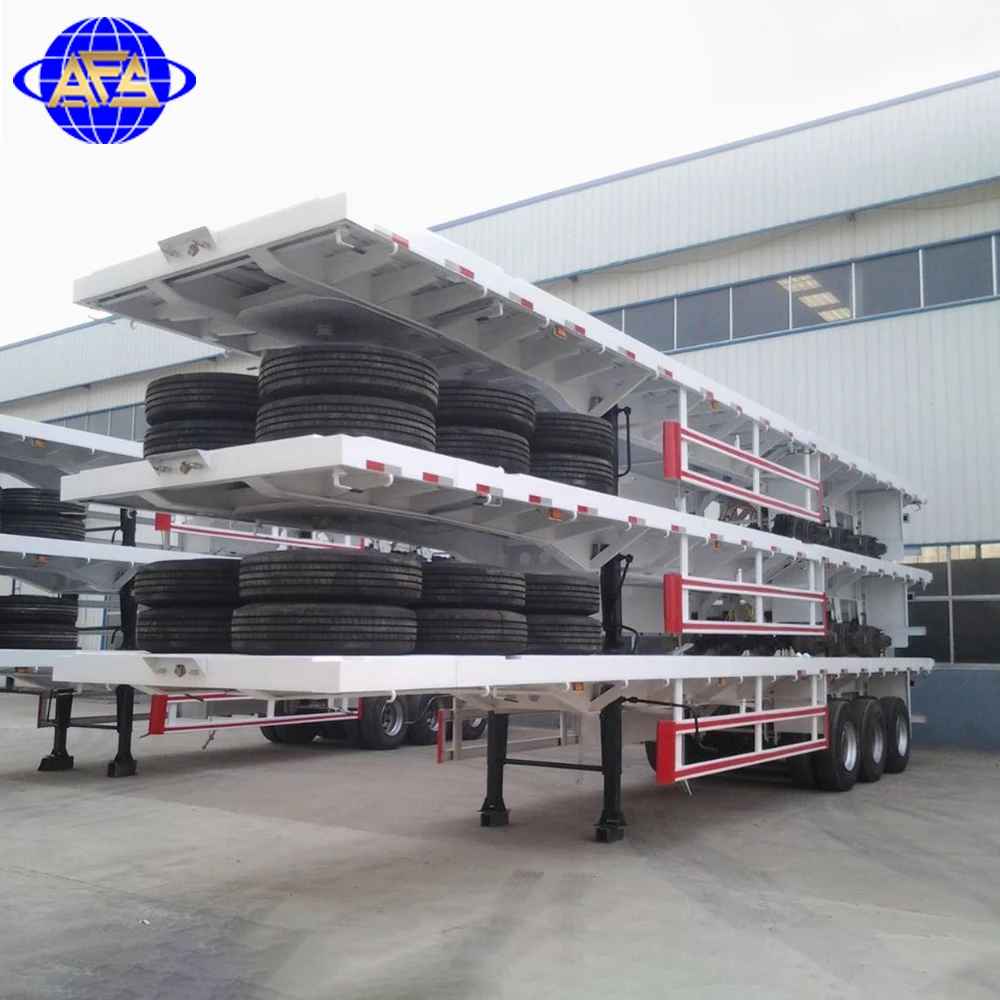 3 Axle 40ft Container Semi Trailer Chassis Car Trailers Flat Bed Container Flatbed Semi Trailer