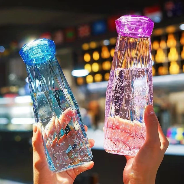 Transparent Crystal Diamond Glass Bottle Wholesale Creative Frosted Travel Water Cup