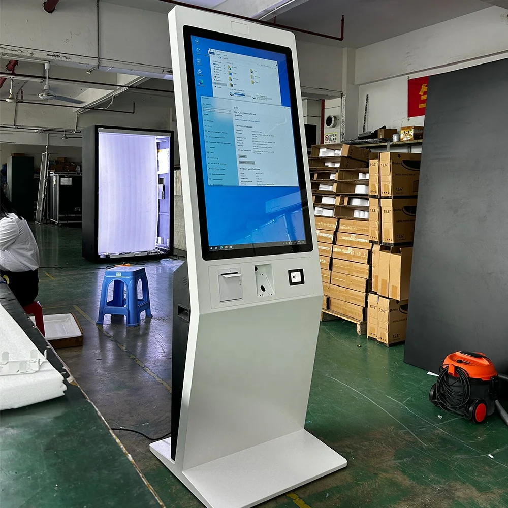 21.5 32 43 inch indoor floor standing self serve windows payment touch screen POS Android kiosk with thermal ticket printer QR