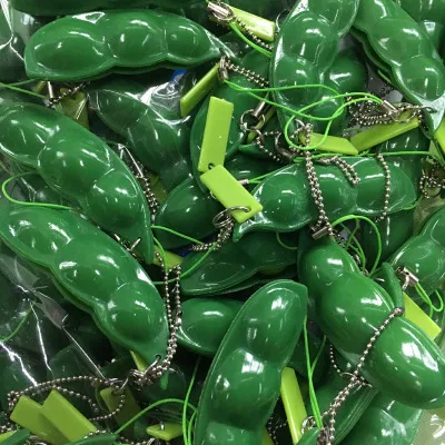  Снятия стресса Bean Pod брелок антистресс игрушки для взрослых и надавите на зеленой фасоли