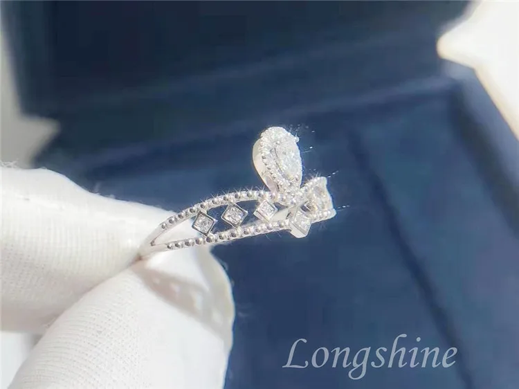 Wholesale Queen Crown Shaped High Quality Certified Diamond 18K Solid Gold Rings