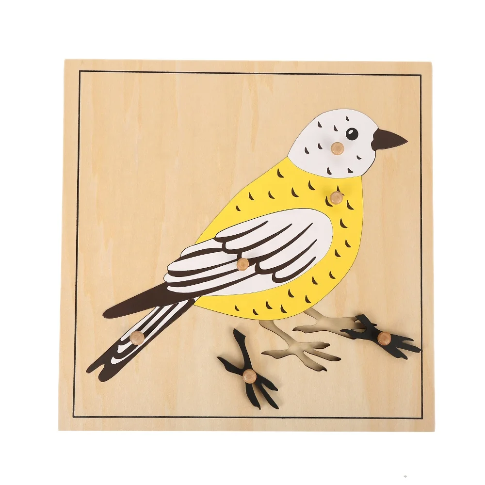 Leaderjoy wooden montessori educational toys animal Puzzle cabinet with 5 Puzzles (horse fish turtle bird frog)