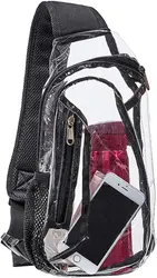 New Fashion Unisex Clear PVC waterproof Shoulder Crossbody Backpack wholesale custom Stadium Approved Mini transparent Sling Bag
