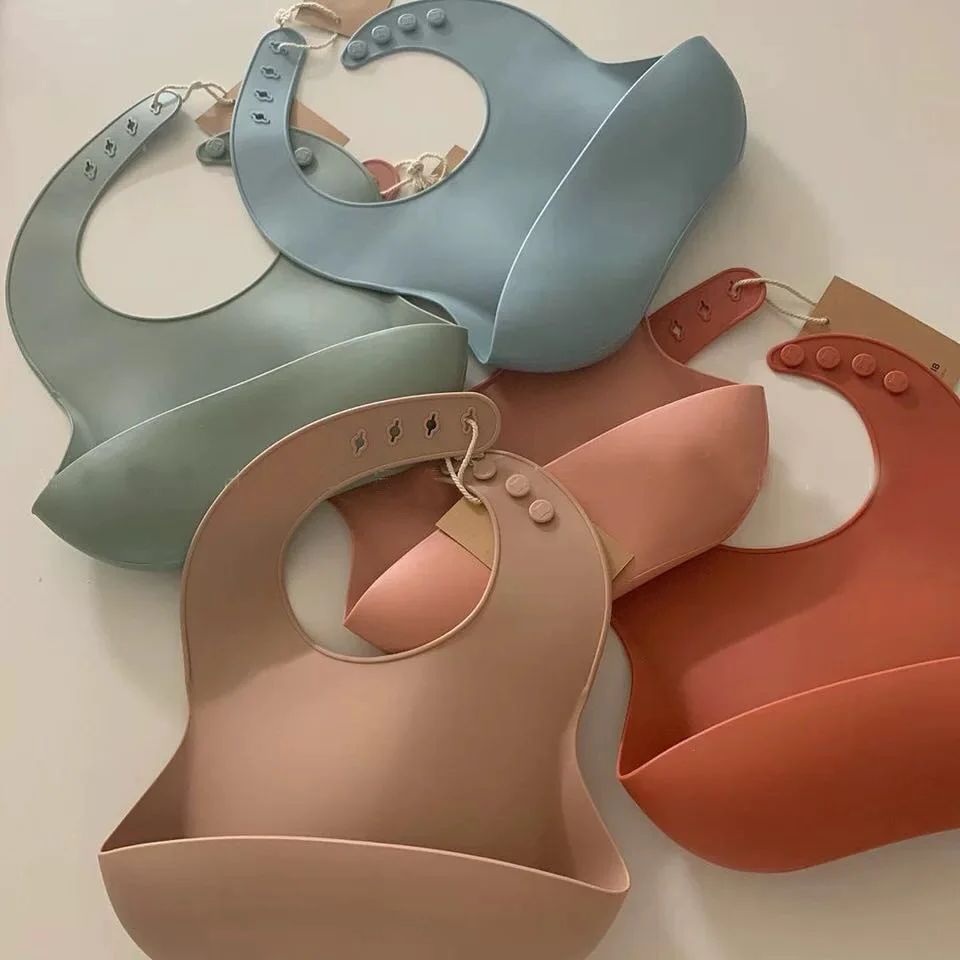 BPA FREE Silicone Waterproof Baby Soft Bibs Toddler Kids Adjustable Easy Clean Feeding Apron Saliva Bibs